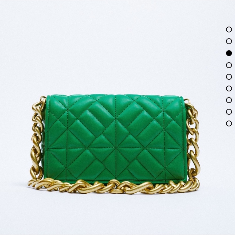 Zara Green Quilted Chain Bag